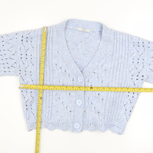 George Women's Blue V-Neck Knit Cardigan Size S (8-10)