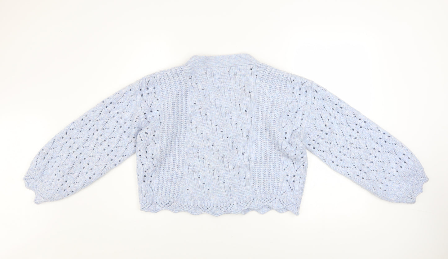 George Women's Blue V-Neck Knit Cardigan Size S (8-10)