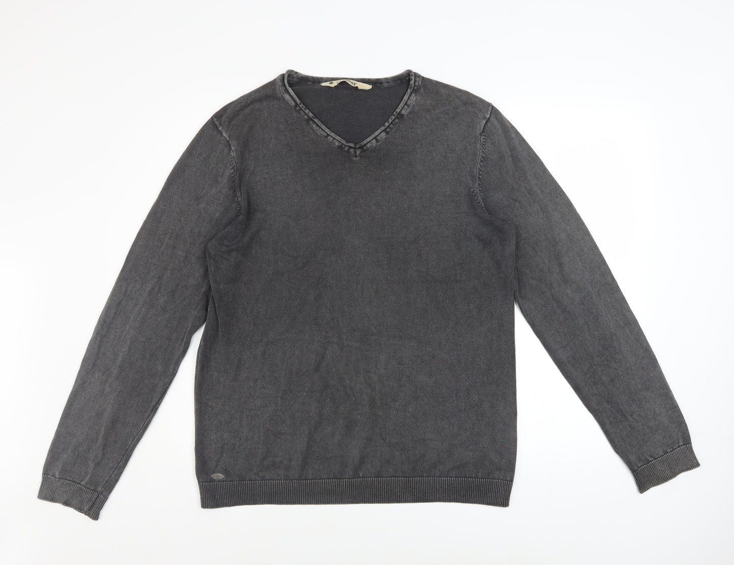 Tokyo Laundry Men's Grey V-Neck Cotton Pullover Jumper M