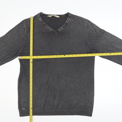 Tokyo Laundry Men's Grey V-Neck Cotton Pullover Jumper M