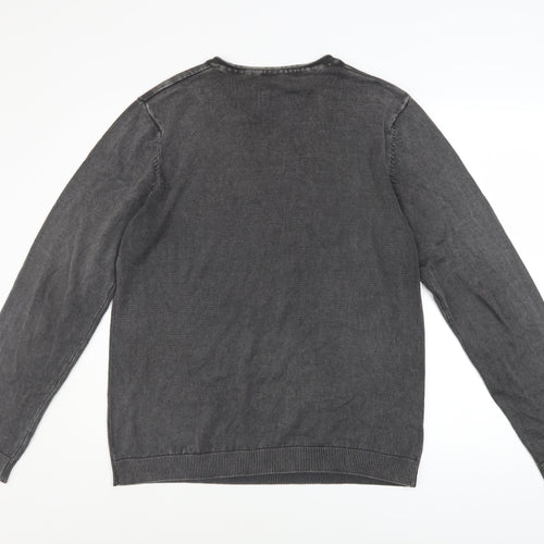 Tokyo Laundry Men's Grey V-Neck Cotton Pullover Jumper M