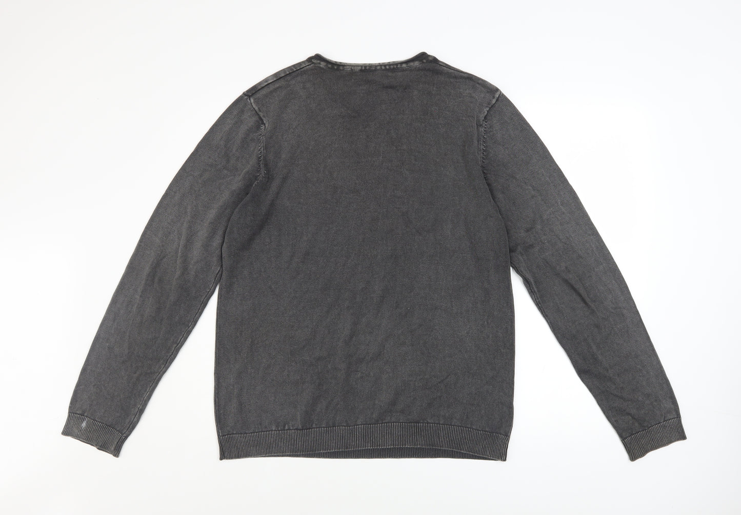 Tokyo Laundry Men's Grey V-Neck Cotton Pullover Jumper M