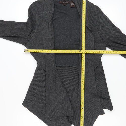 Linda Matthews Women's Grey XL Open Front Knit Cardigan