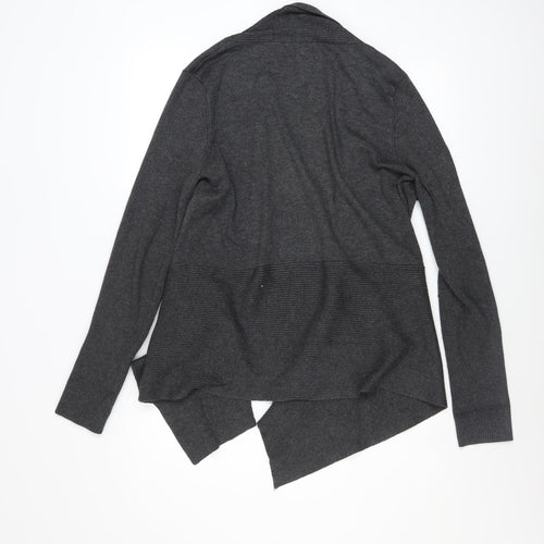 Linda Matthews Women's Grey XL Open Front Knit Cardigan