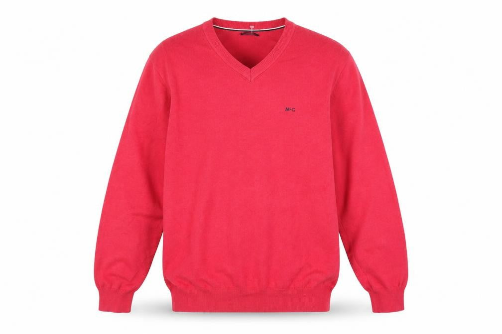 Front view of McGregor Men's Red 2XL V-Neck Cotton Blend Jumper