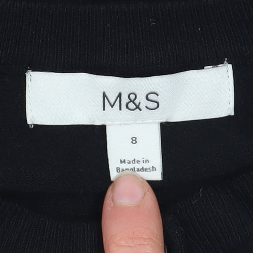 Marks and Spencer Women's Black Crew Neck Cardigan Size 8