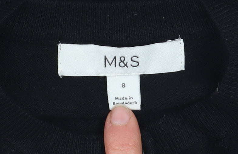 Marks and Spencer Women's Black Crew Neck Cardigan Size 8