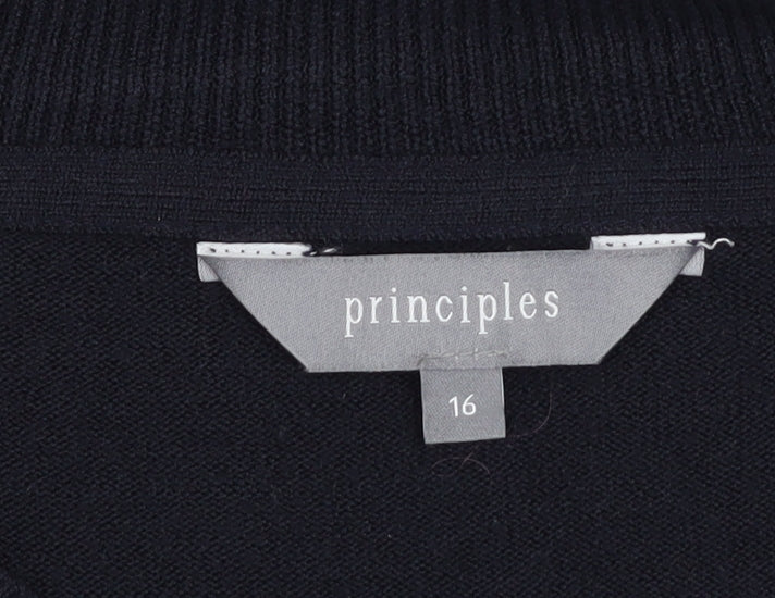 Principles Women's Black Crew Neck Long Sleeve Knit Jumper Size 16