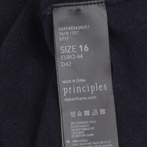 Principles Women's Black Crew Neck Long Sleeve Knit Jumper Size 16