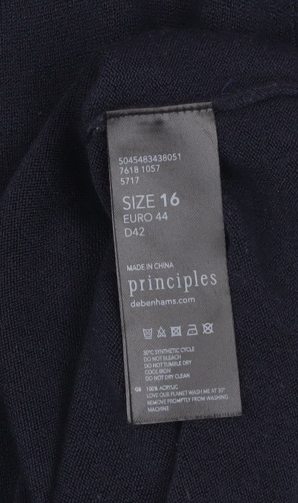 Principles Women's Black Crew Neck Long Sleeve Knit Jumper Size 16