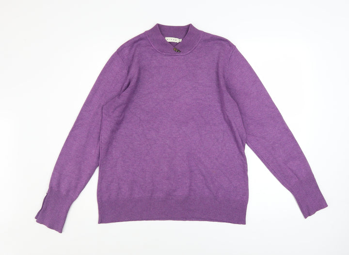 Micha Women’s Purple Mock Neck Knit Jumper XL Viscose Blend