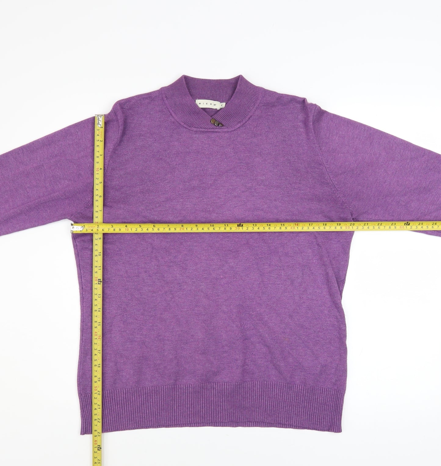 Micha Women’s Purple Mock Neck Knit Jumper XL Viscose Blend