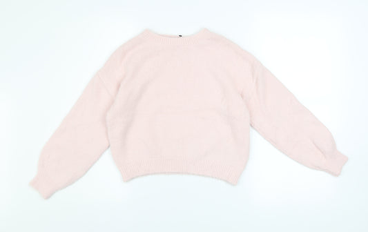Marks and Spencer Girls Light Pink Pullover Jumper 9-10 Years Soft Knit
