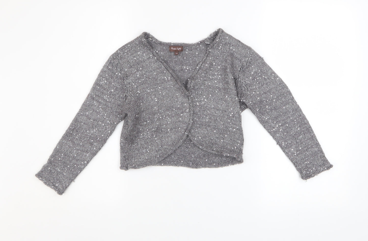 Phase Eight Women's Grey Sequin Knit Cardigan Size 14