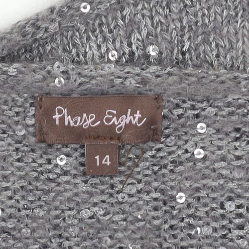 Phase Eight Women's Grey Sequin Knit Cardigan Size 14