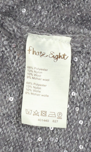 Phase Eight Women's Grey Sequin Knit Cardigan Size 14