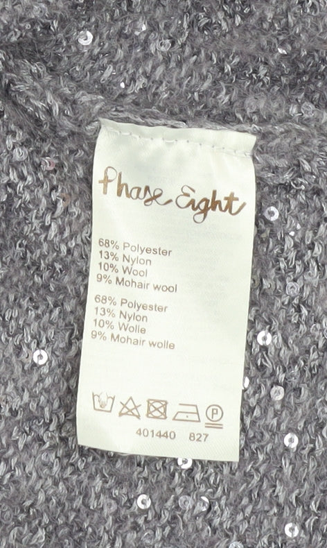 Phase Eight Women's Grey Sequin Knit Cardigan Size 14