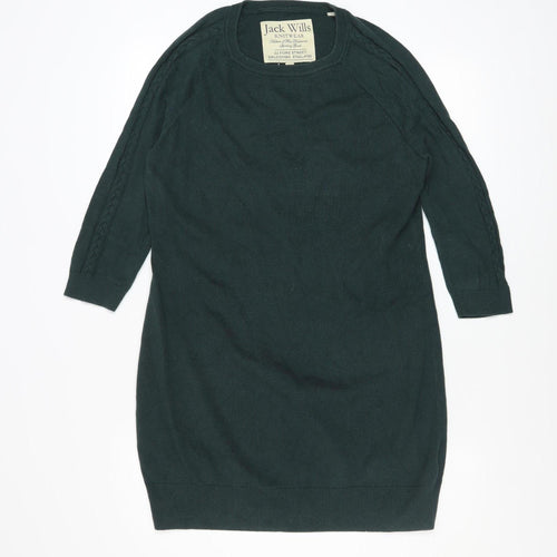 Jack Wills Women Green Size 12 Knit Jumper Dress 3/4 Sleeve