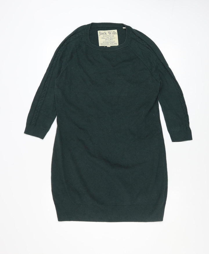 Jack Wills Women Green Size 12 Knit Jumper Dress 3/4 Sleeve