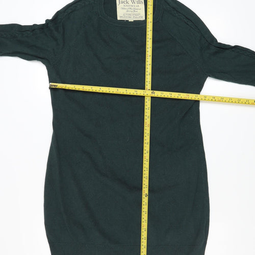 Jack Wills Women Green Size 12 Knit Jumper Dress 3/4 Sleeve