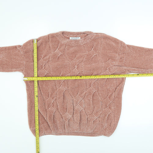 Salvo Green Women Pink Cable-Knit Pullover Jumper XL