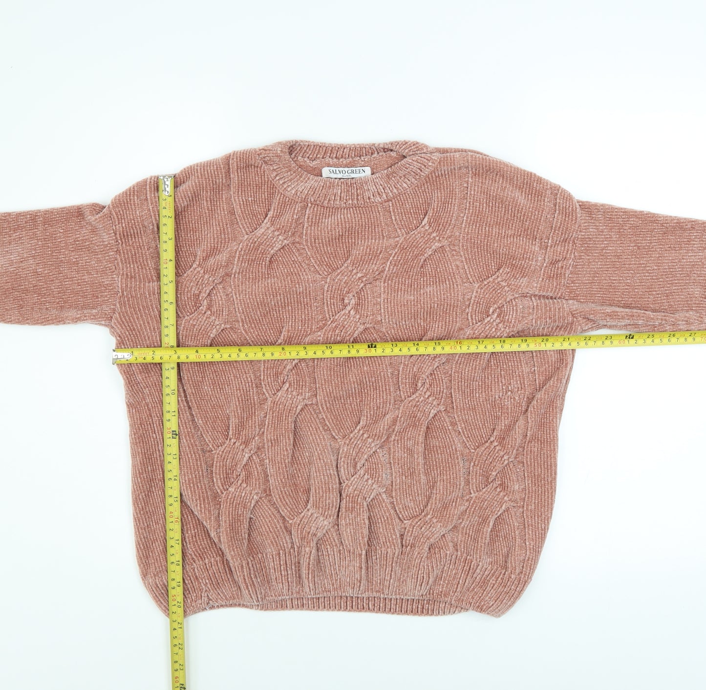 Salvo Green Women Pink Cable-Knit Pullover Jumper XL