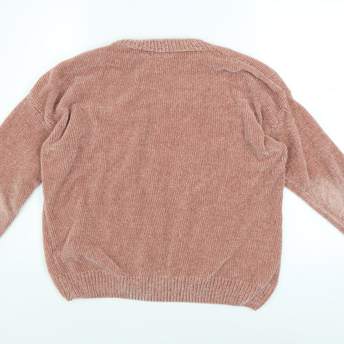 Salvo Green Women Pink Cable-Knit Pullover Jumper XL