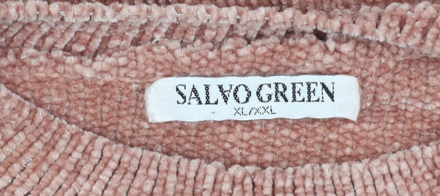 Salvo Green Women Pink Cable-Knit Pullover Jumper XL