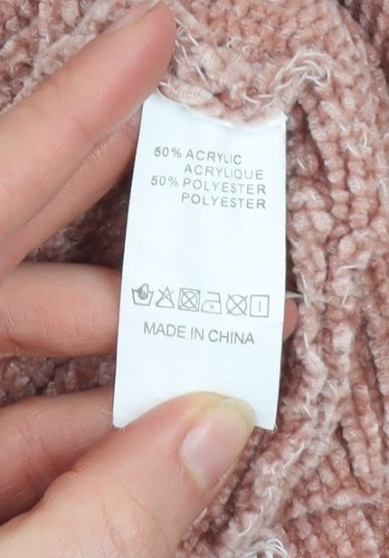 Salvo Green Women Pink Cable-Knit Pullover Jumper XL