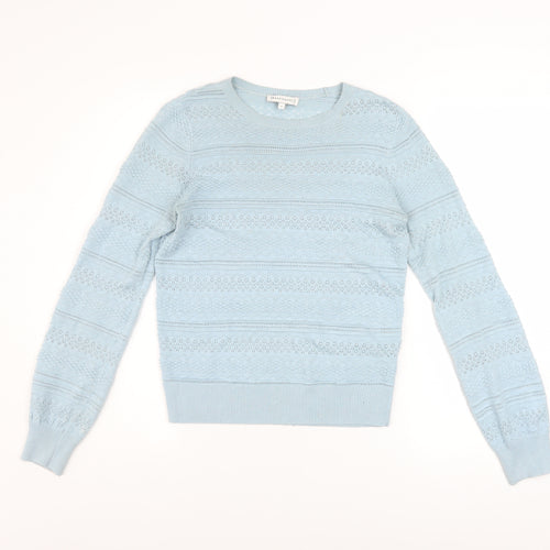 Warehouse Women's Blue Crew Neck Knit Jumper Size 8