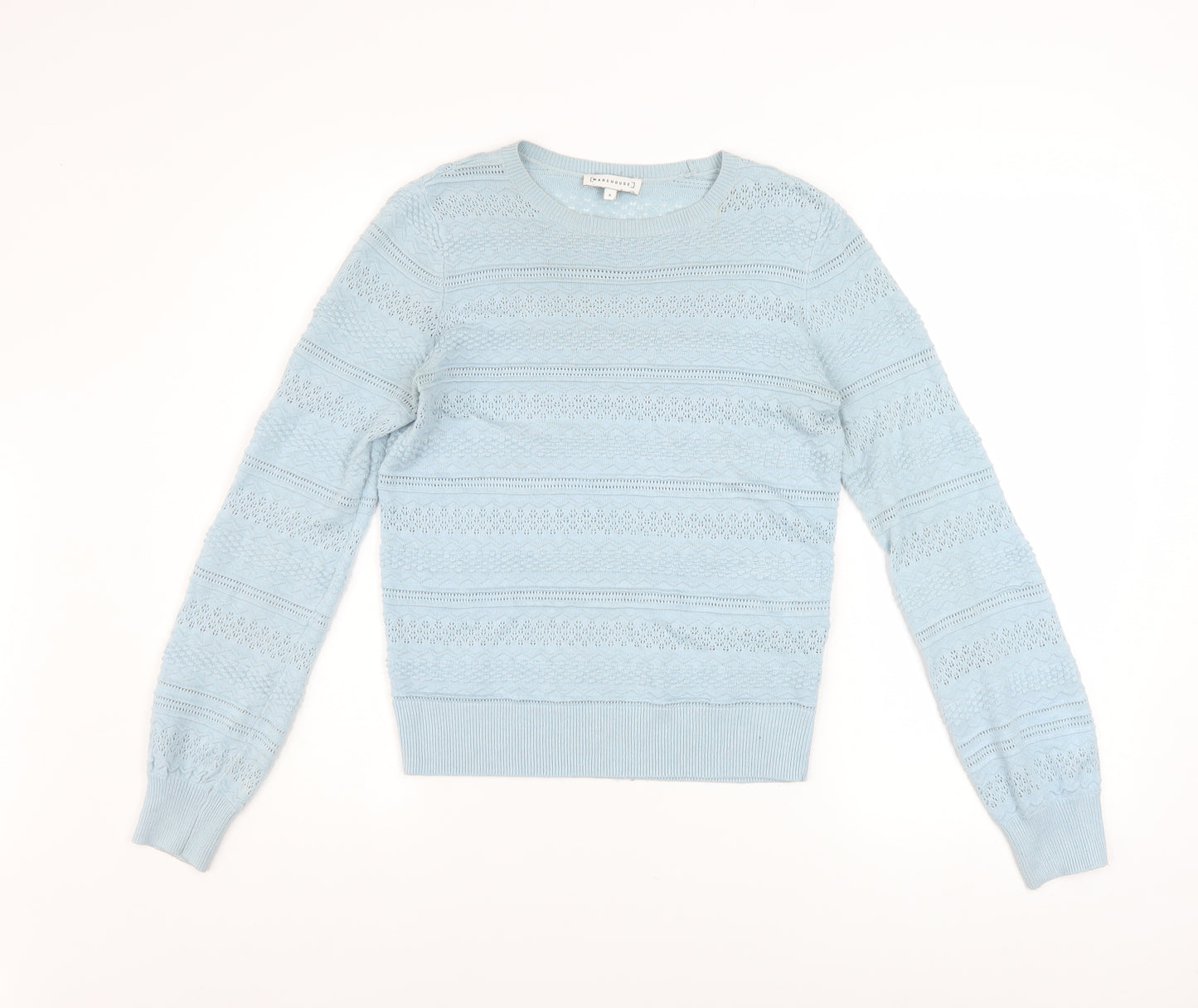 Warehouse Women's Blue Crew Neck Knit Jumper Size 8