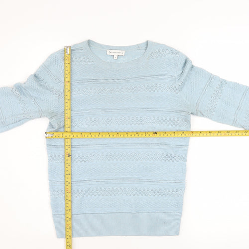 Warehouse Women's Blue Crew Neck Knit Jumper Size 8