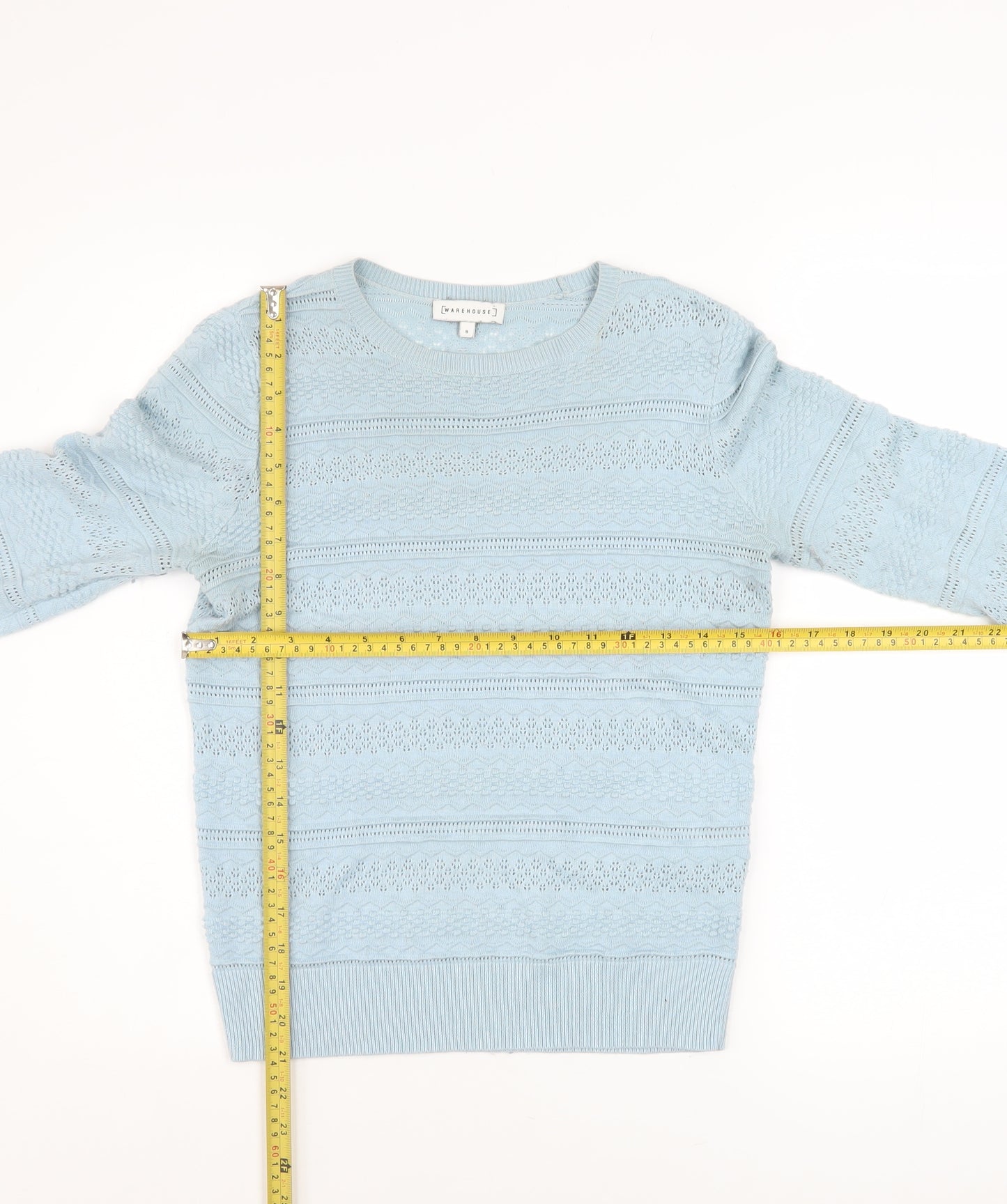 Warehouse Women's Blue Crew Neck Knit Jumper Size 8