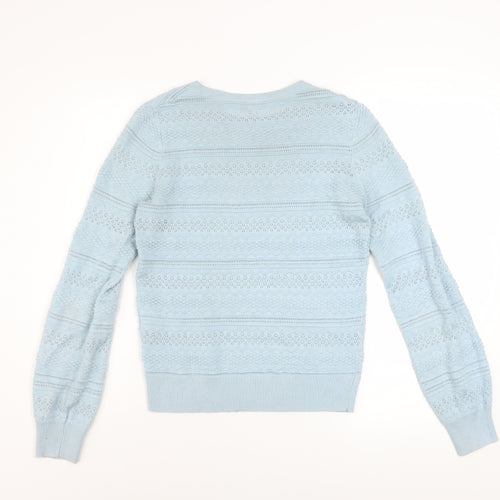 Warehouse Women's Blue Crew Neck Knit Jumper Size 8