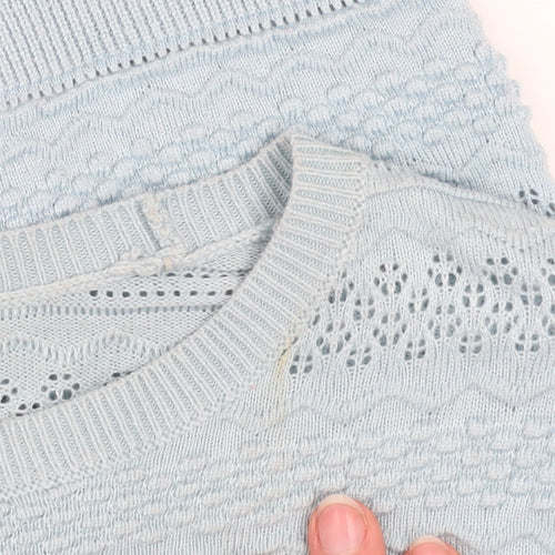 Warehouse Women's Blue Crew Neck Knit Jumper Size 8