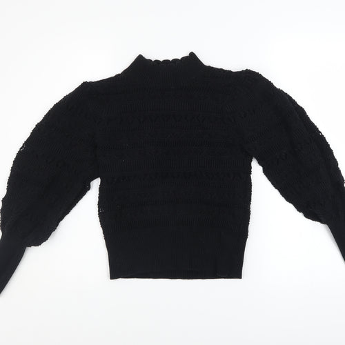 AND/OR Women Black Knit Balloon Sleeve Jumper Size S Cotton