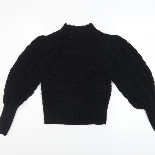 AND/OR Women Black Knit Balloon Sleeve Jumper Size S Cotton