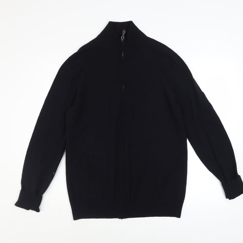 John Partridge Men’s Black Wool Zip Jacket Size L Classic Knit