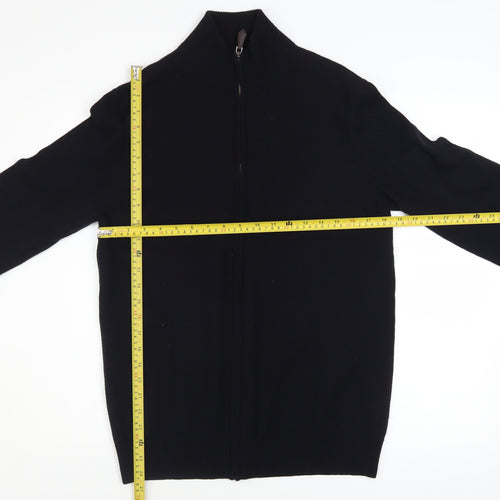 John Partridge Men’s Black Wool Zip Jacket Size L Classic Knit