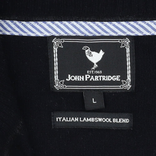 John Partridge Men’s Black Wool Zip Jacket Size L Classic Knit