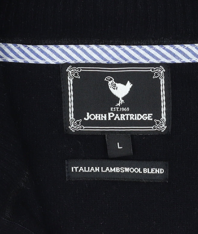 John Partridge Men’s Black Wool Zip Jacket Size L Classic Knit