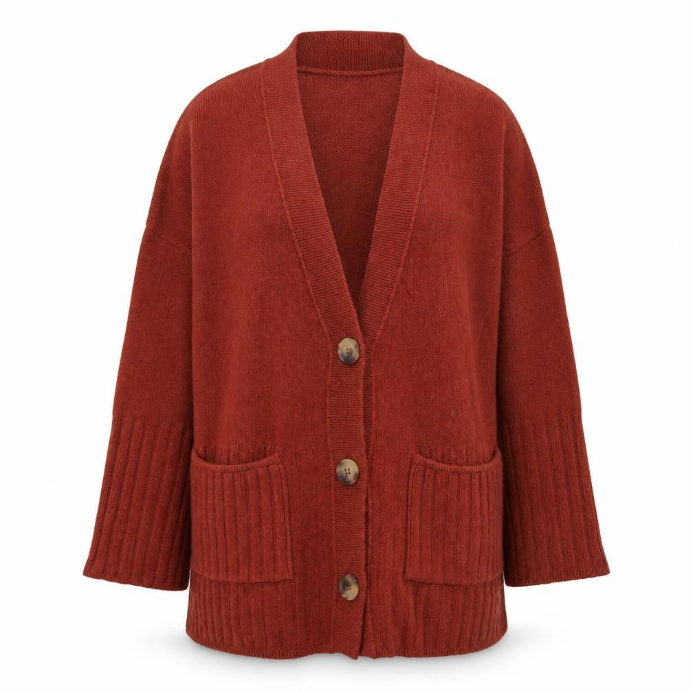 FW Bridge Womens Brown V-Neck Long Sleeve Cardigan Size 12