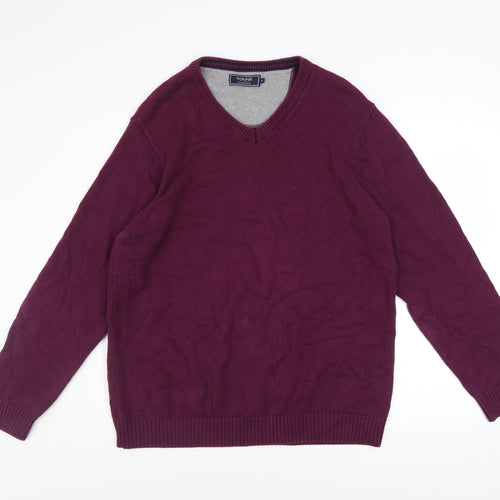 Maine New England Men’s Purple Cotton V-Neck Jumper M