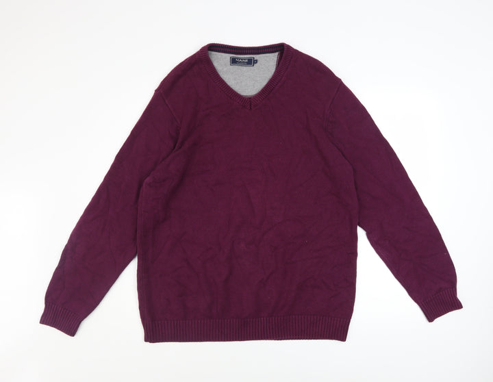 Maine New England Men’s Purple Cotton V-Neck Jumper M