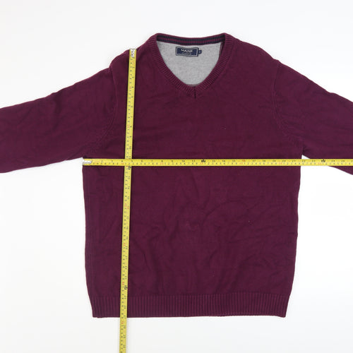 Maine New England Men’s Purple Cotton V-Neck Jumper M