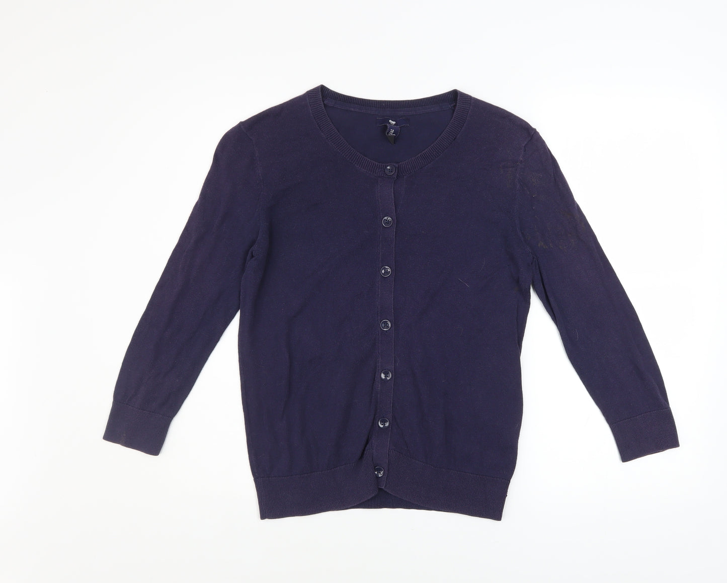 Gap Women's Blue Cotton Long Sleeve Crew Neck Cardigan Size S