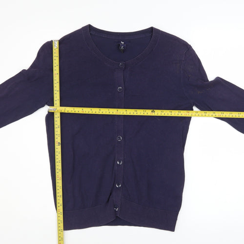 Gap Women's Blue Cotton Long Sleeve Crew Neck Cardigan Size S