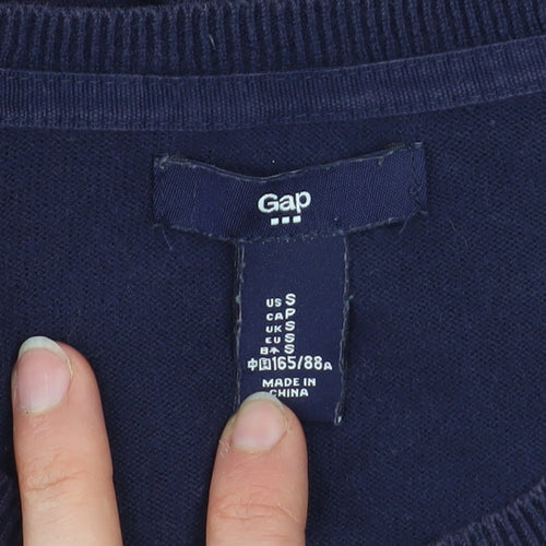 Gap Women's Blue Cotton Long Sleeve Crew Neck Cardigan Size S
