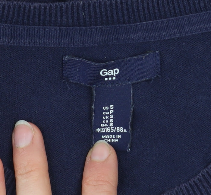 Gap Women's Blue Cotton Long Sleeve Crew Neck Cardigan Size S