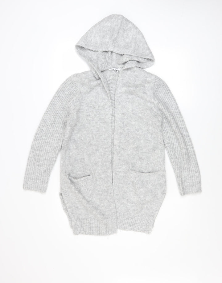 Just Jeans Women’s Grey Hooded Long Sleeve Open Knit Cardigan Size 8